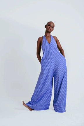 Hite Luxe Halter Striped Jumpsuit