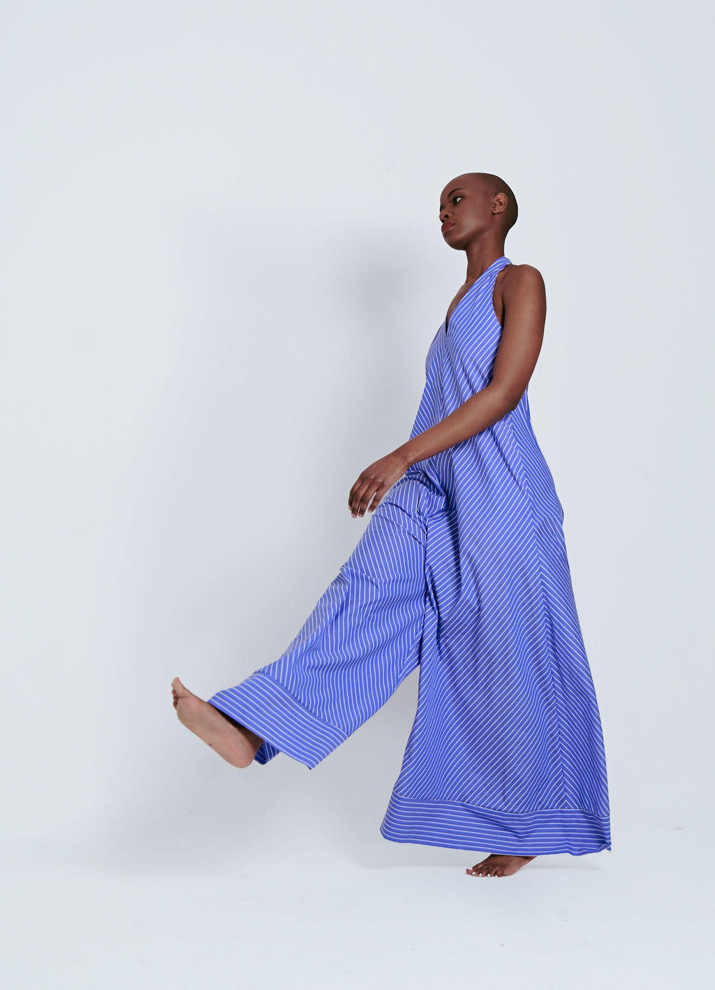 Hite Luxe Halter Striped Jumpsuit