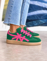 Demi Green Fuchsia Suede