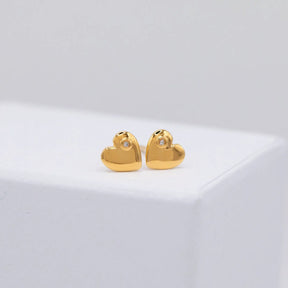 Diamond Heart Stud Earrings