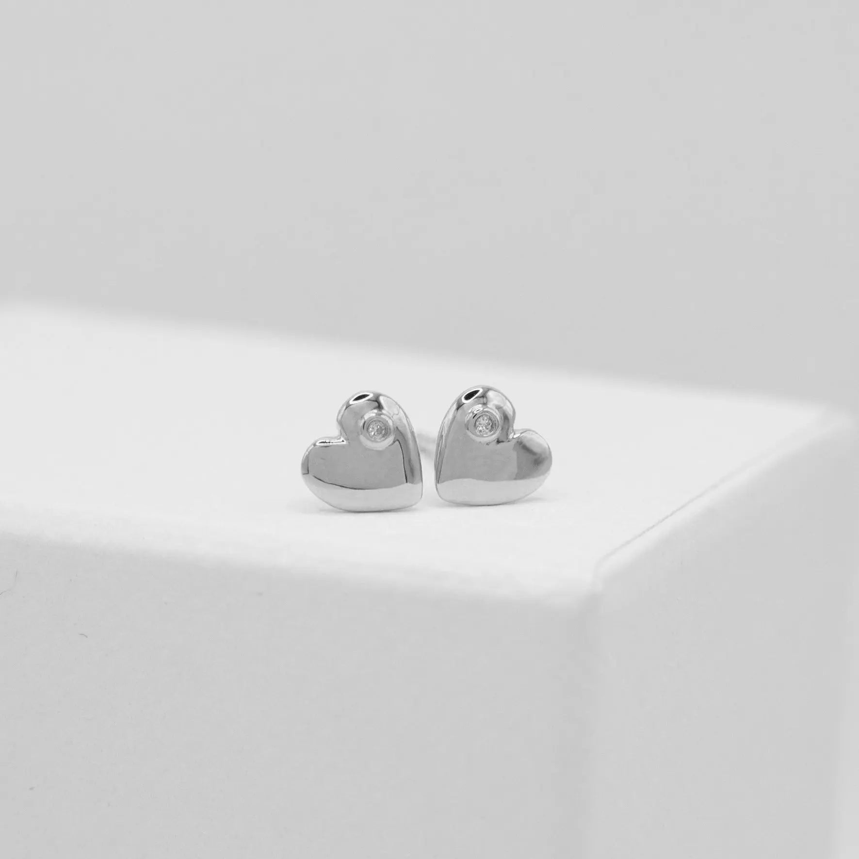 Diamond Heart Stud Earrings
