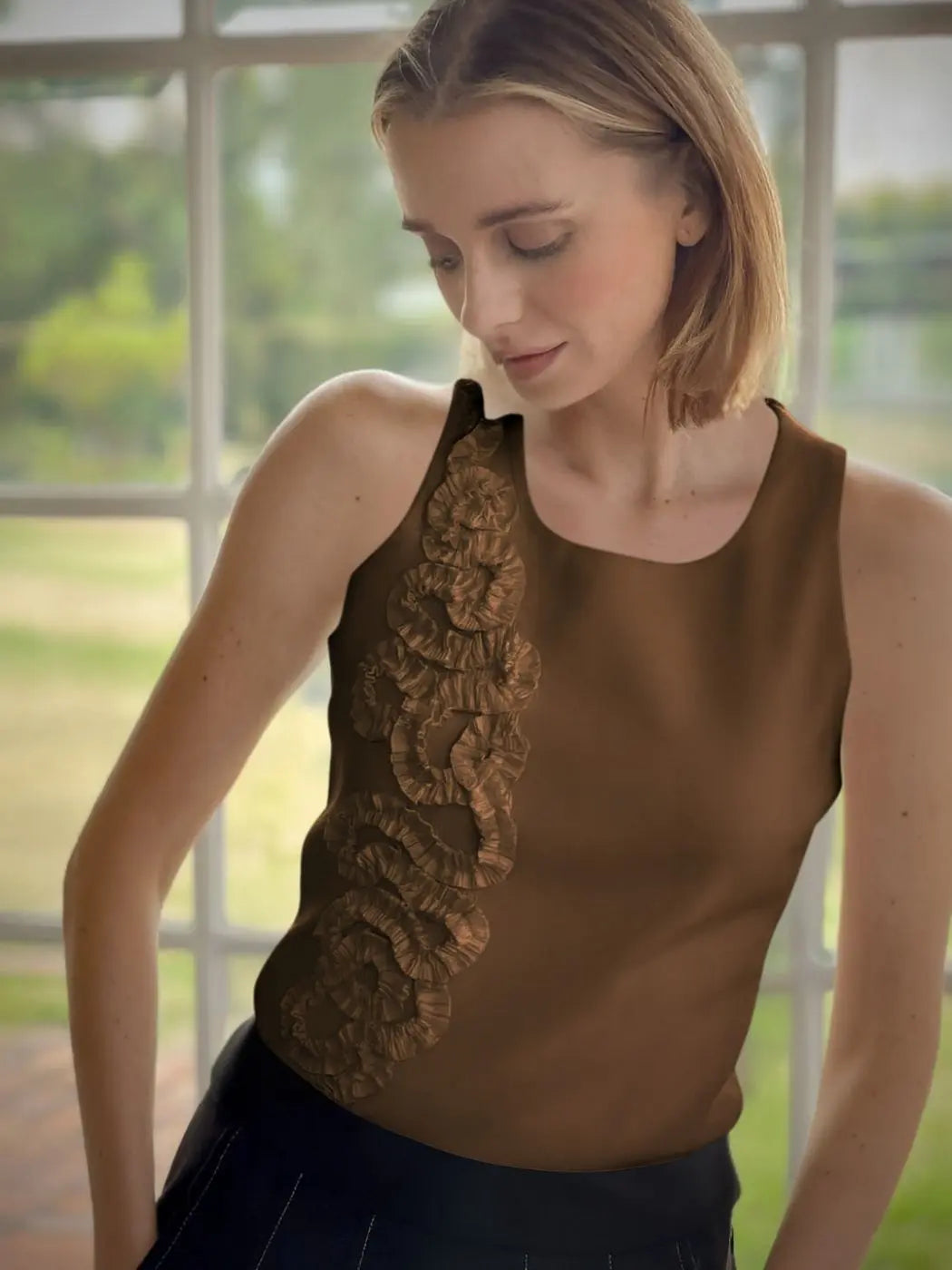 Karim White & Brown Tank Top