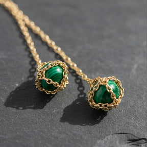 Double Malachite Drop Lariat