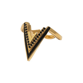 Valor V Bold Onyx 18K Gold Vermeil Ring