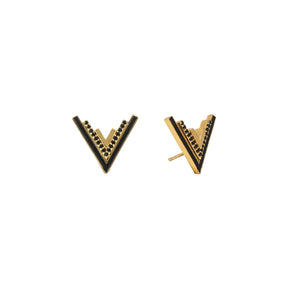 Valor V-Stud 18k Gold Vermeil Onyx Statement Studs