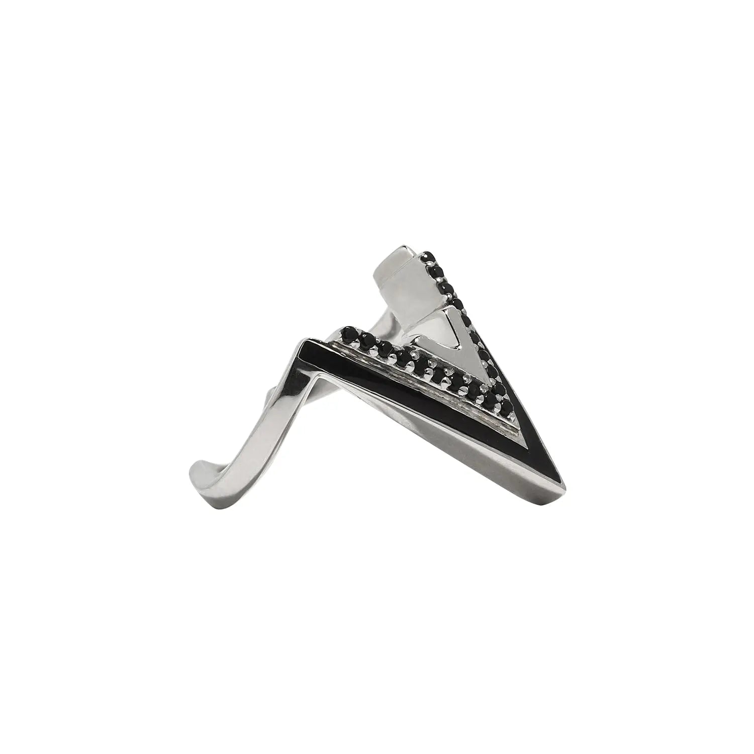 Valor Iconic V Onyx Silver Ring