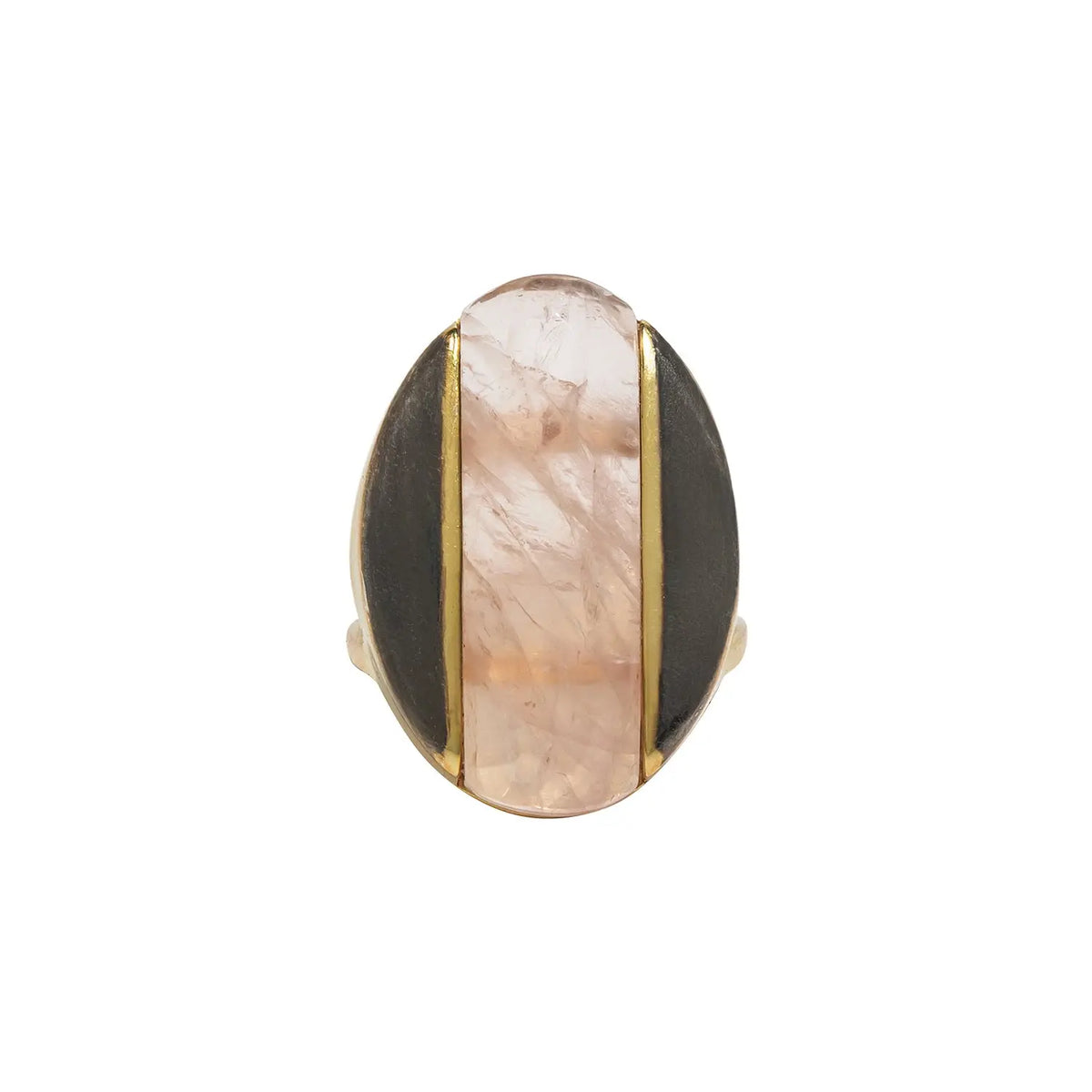 Athena Rose Quartz Gold & Rhodium Ring