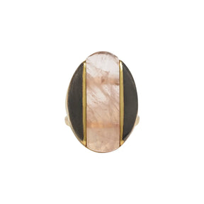 Athena Rose Quartz Gold & Rhodium Ring