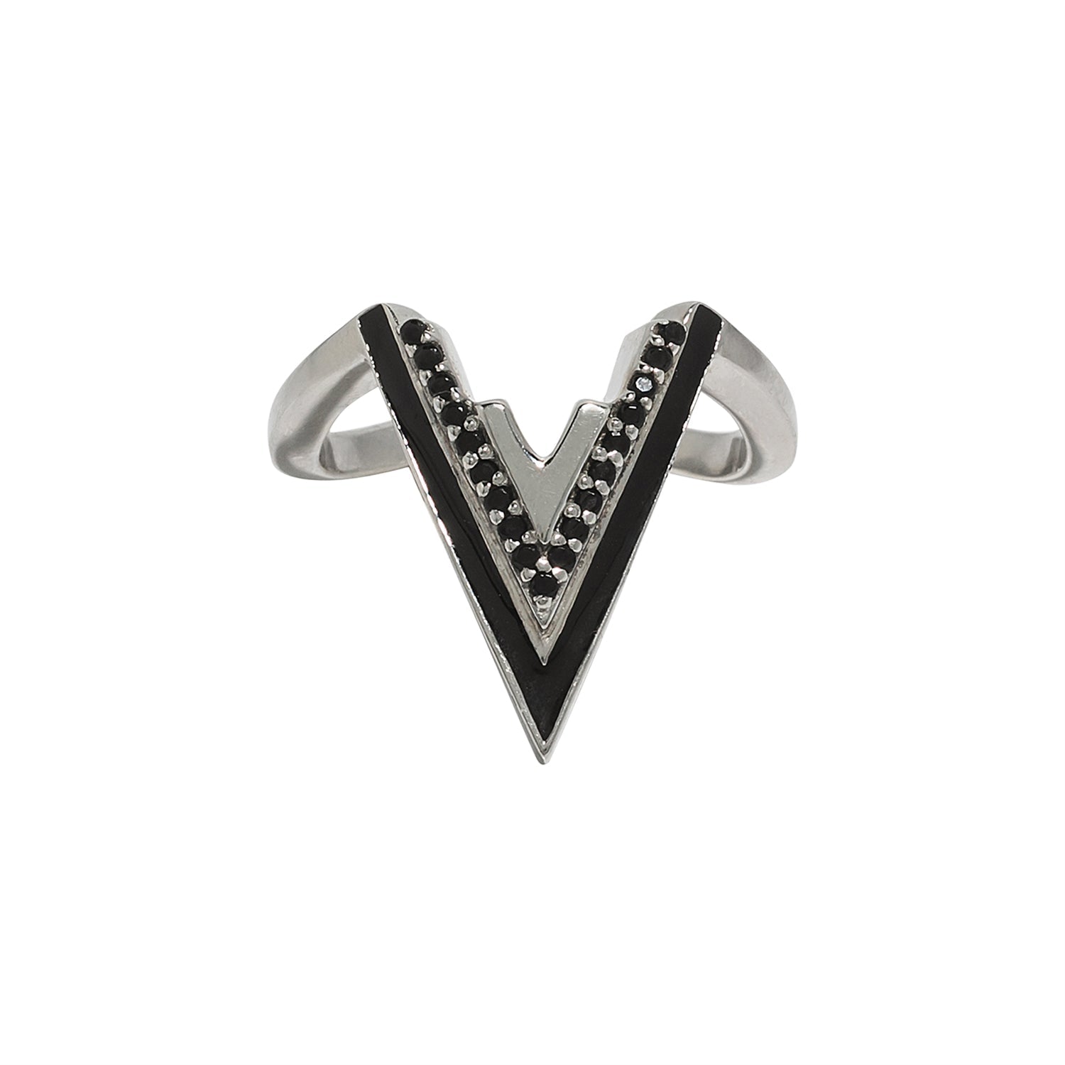 Valor V-Onyx Silver Ring
