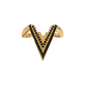 Valor V Bold Onyx 18K Gold Vermeil Ring