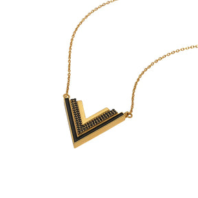 Valor Gold Onyx V Necklace