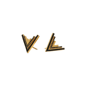 Valor V-Stud 18k Gold Vermeil Onyx Statement Studs