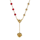 Fervor Gold Cupid Rose Coral Necklace