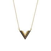 Valor Gold Onyx V Necklace