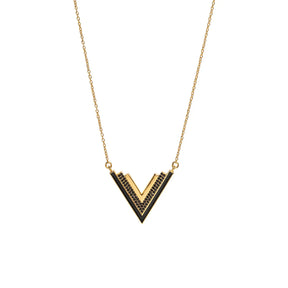 Valor Gold Onyx V Necklace