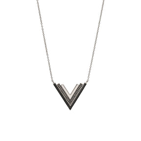 Valor Black Onyx V Necklace, Silver