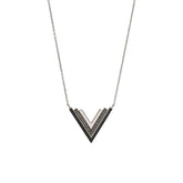 Valor Silver Onyx V Statement Necklace
