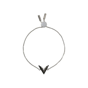 Valor Silver V Onyx Bracelet