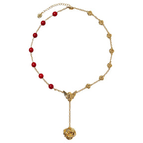 Fervor Gold Cupid Rose Coral Necklace