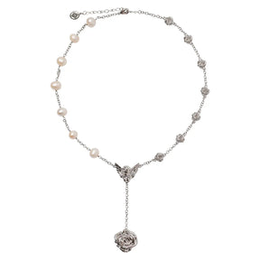 Devotion Cupid Pearl Rose Necklace