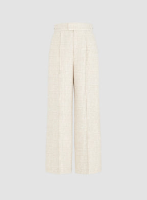Fancy Tweed High-Waist Tailored Pants