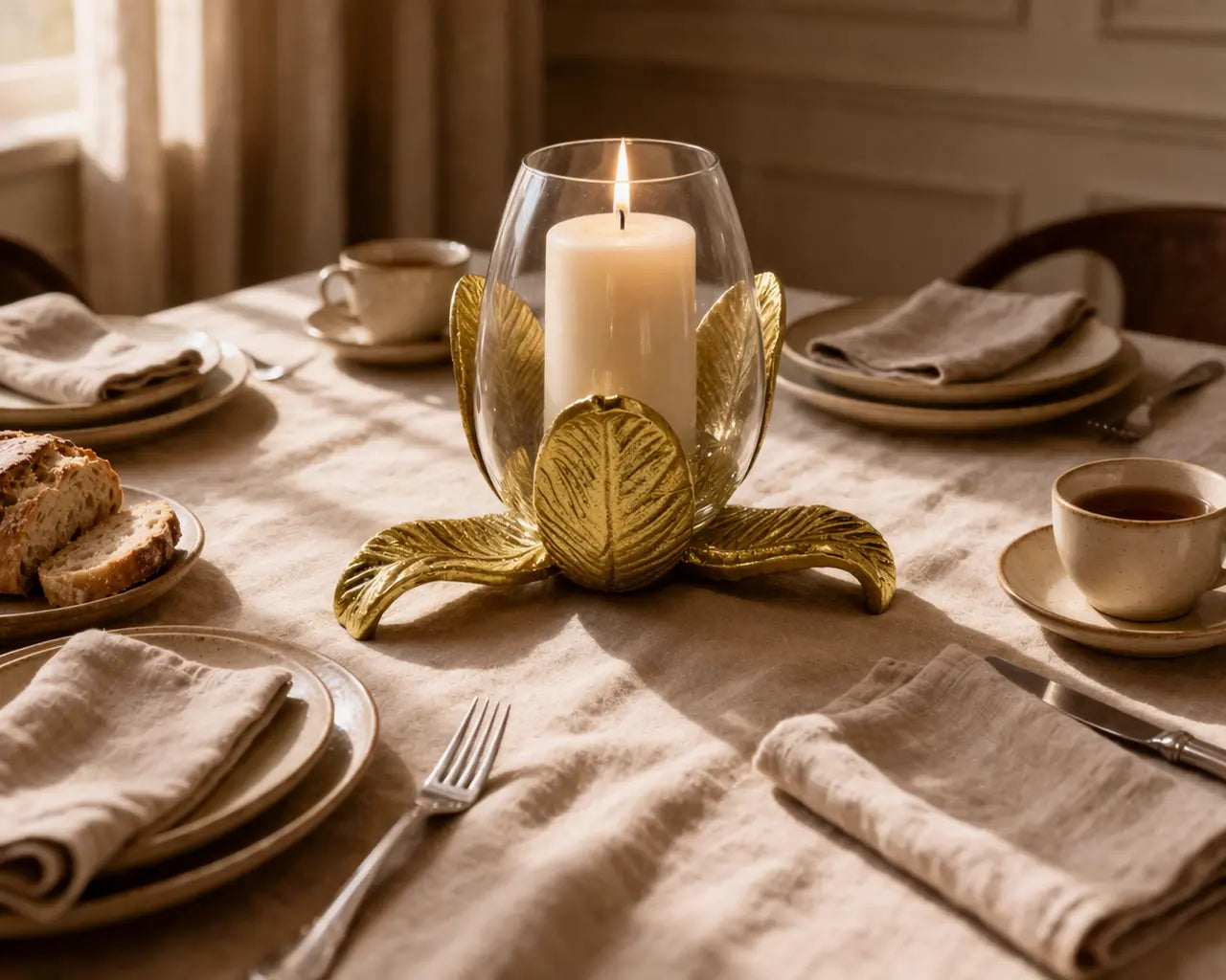 Flora Glow Votive Candle Holder — Gold Finish