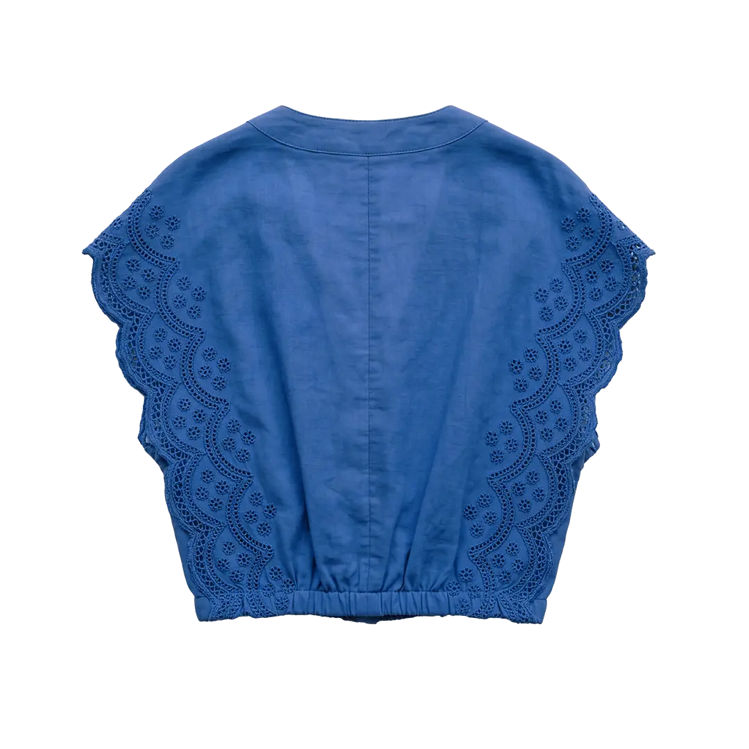 Flutter Sleeve Top Cobalt