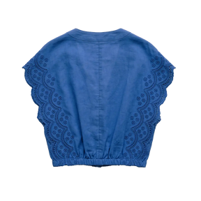 Flutter Sleeve Top Cobalt
