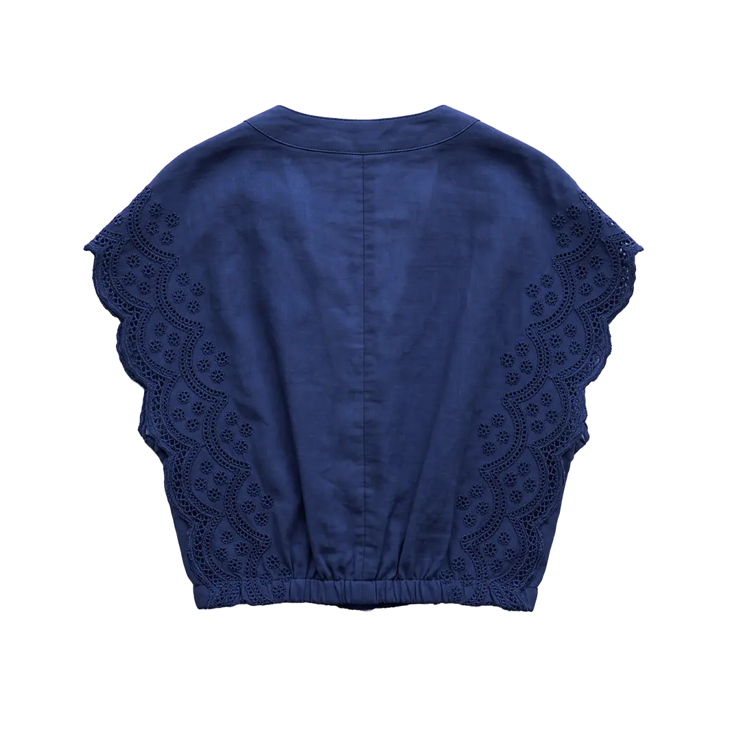 Flutter Sleeve Top Navy