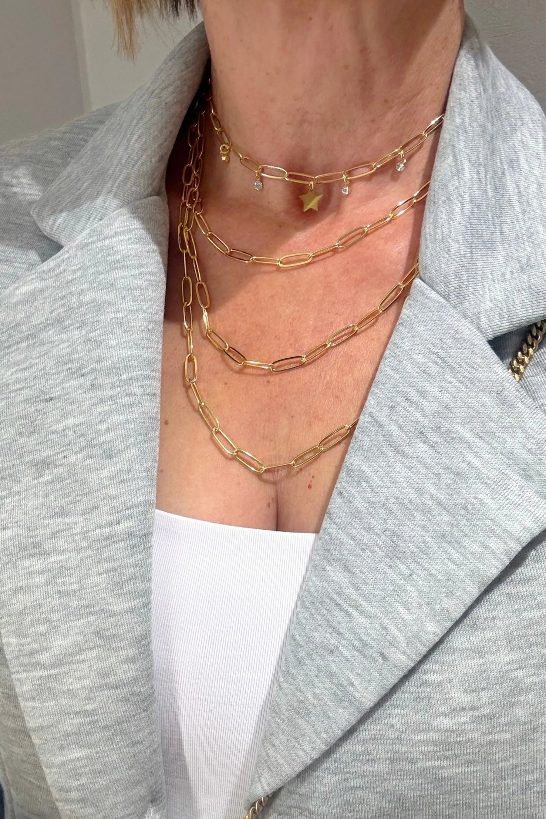 star layers paper clip necklace
