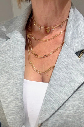 star layers paper clip necklace