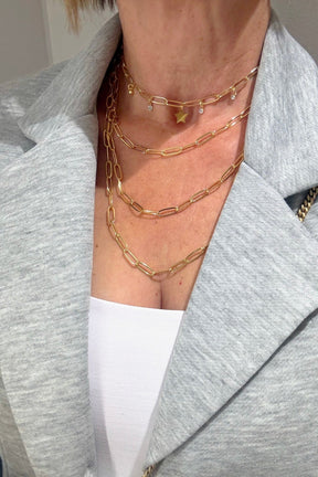 Star layers paper clip necklace