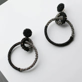 Goldie 70s Black Beaded Hoops