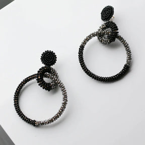 Goldie 70s Black Beaded Hoops