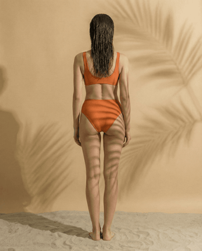 Palm Mirage Plunge Bikini Top in Spanish Orange
