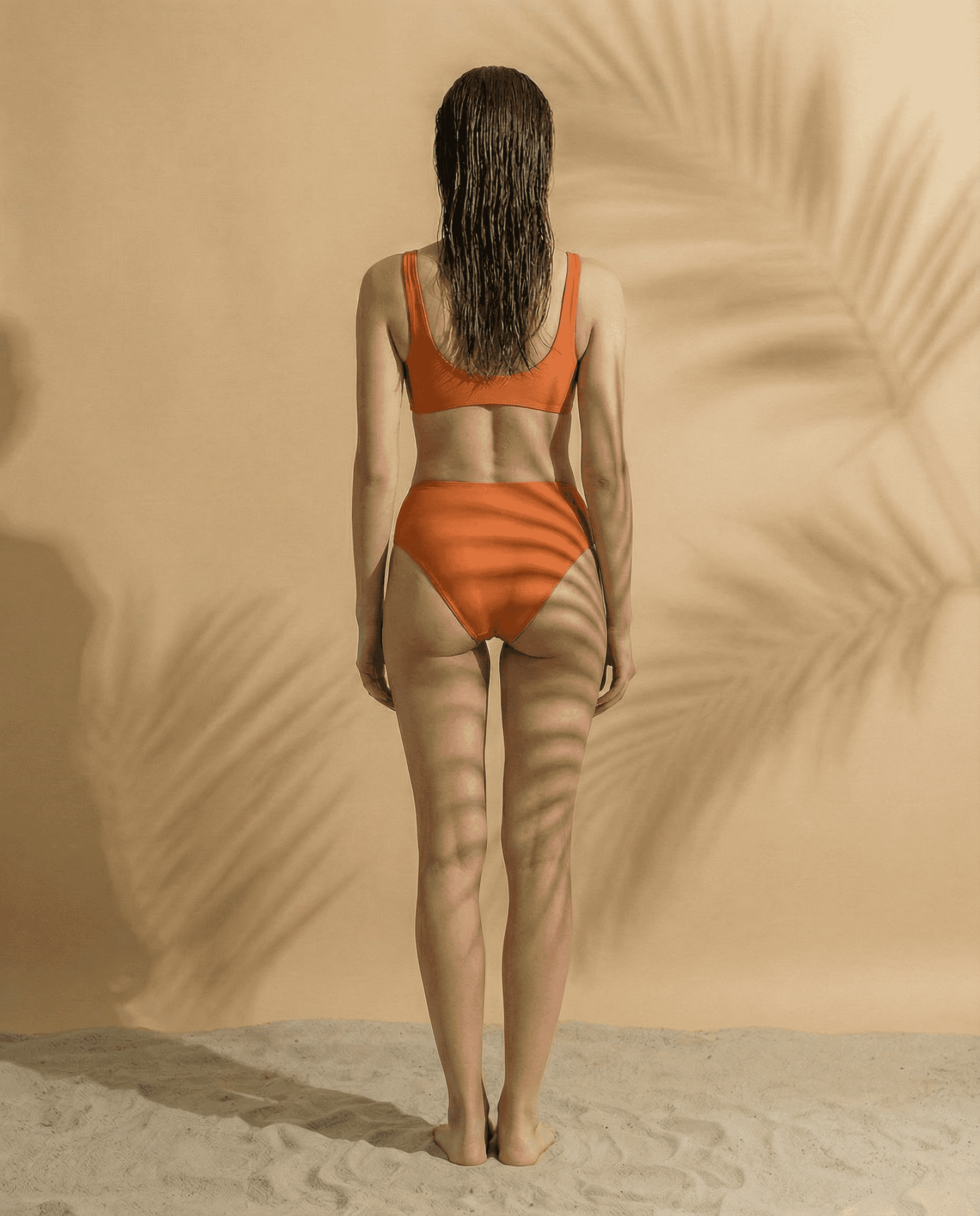 Palm Mirage Plunge Bikini Top in Spanish Orange