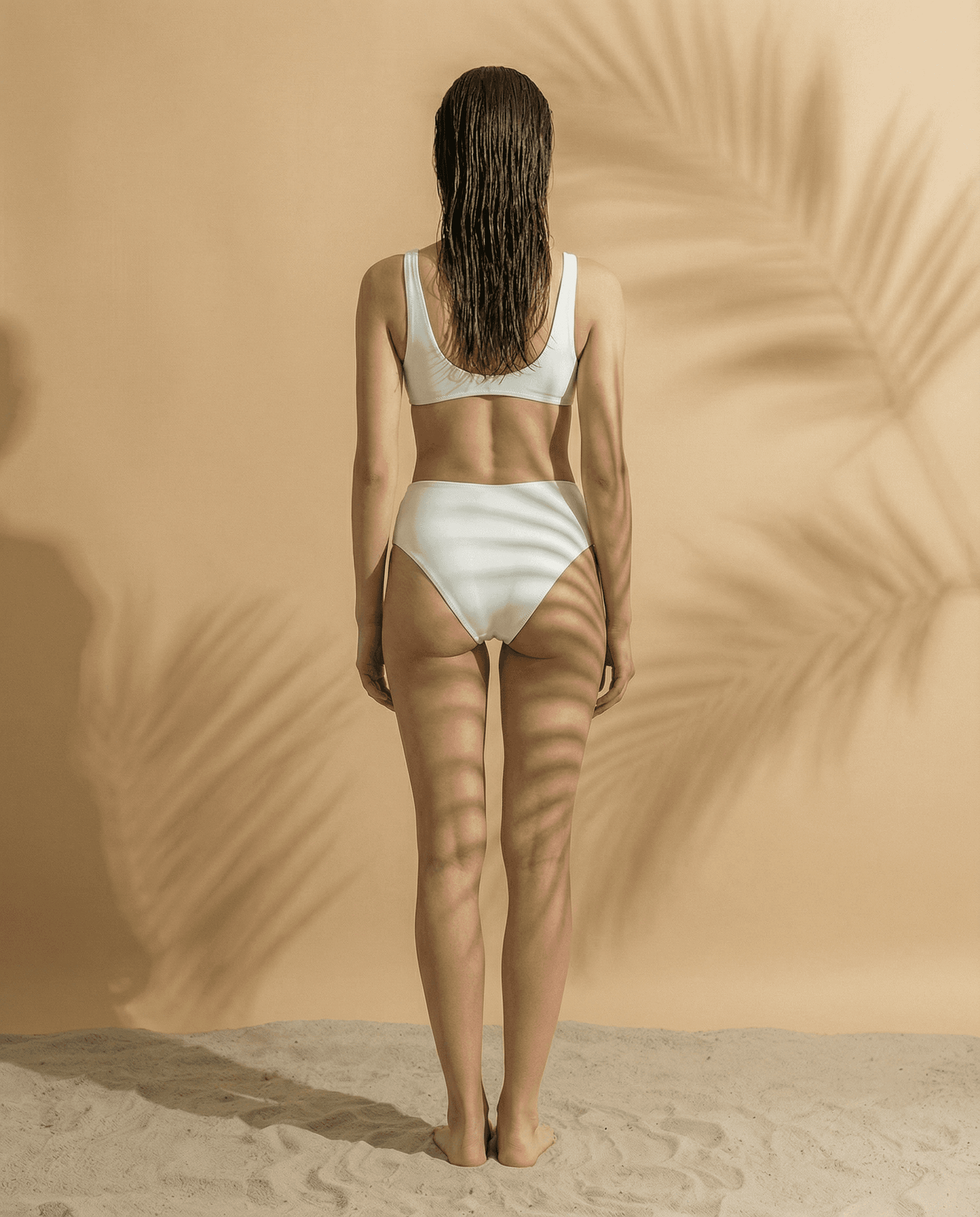 Palm Mirage Plunge Bikini Top in Bone White