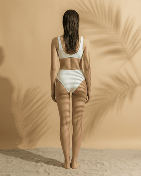 Palm Mirage Plunge Bikini Top in Bone White