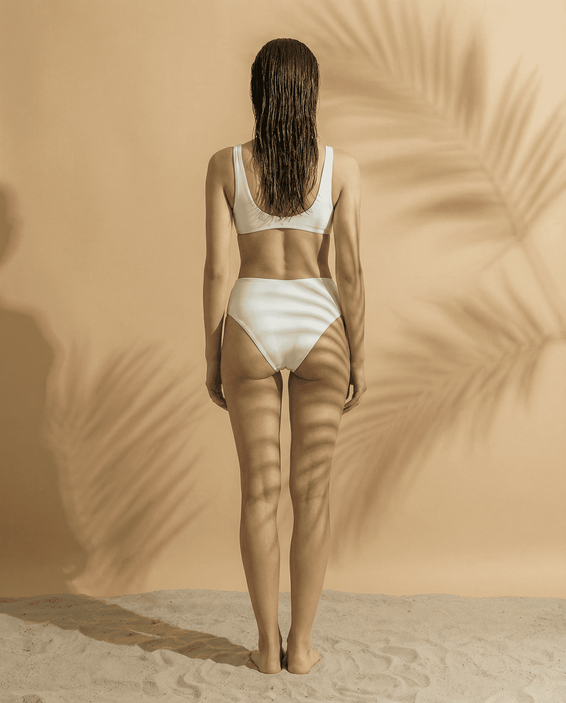 Palm Mirage Plunge Bikini Top in Bone White