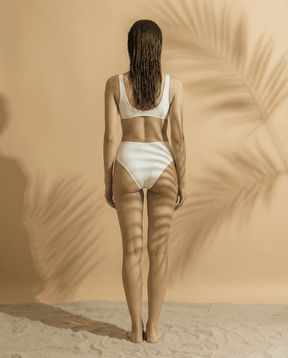 Palm Mirage Plunge Bikini Top in Bone White