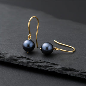 Gold Single Black Pearl Earrings
