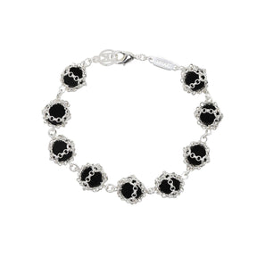 Caged Black Onyx Gemstone Bracelet in Silver