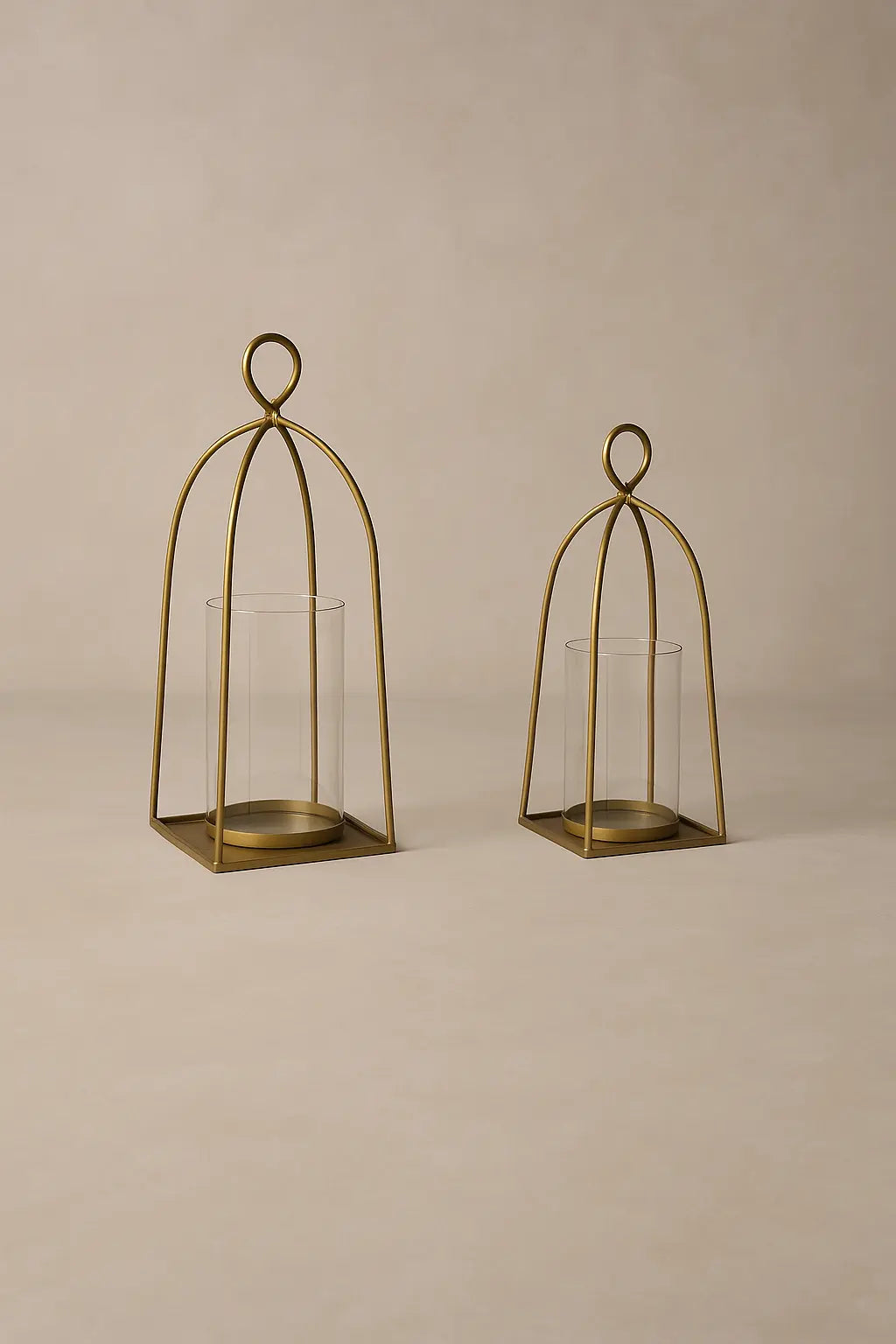 Bend Hurricane Candle Holder — Antique Brass Finish