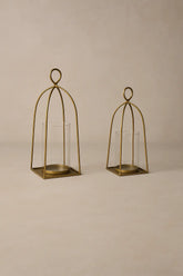Bend Hurricane Candle Holder — Antique Brass Finish