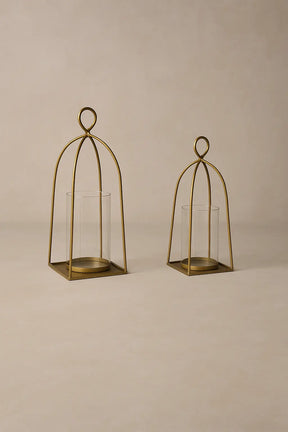 Bend Hurricane Candle Holder — Antique Brass Finish