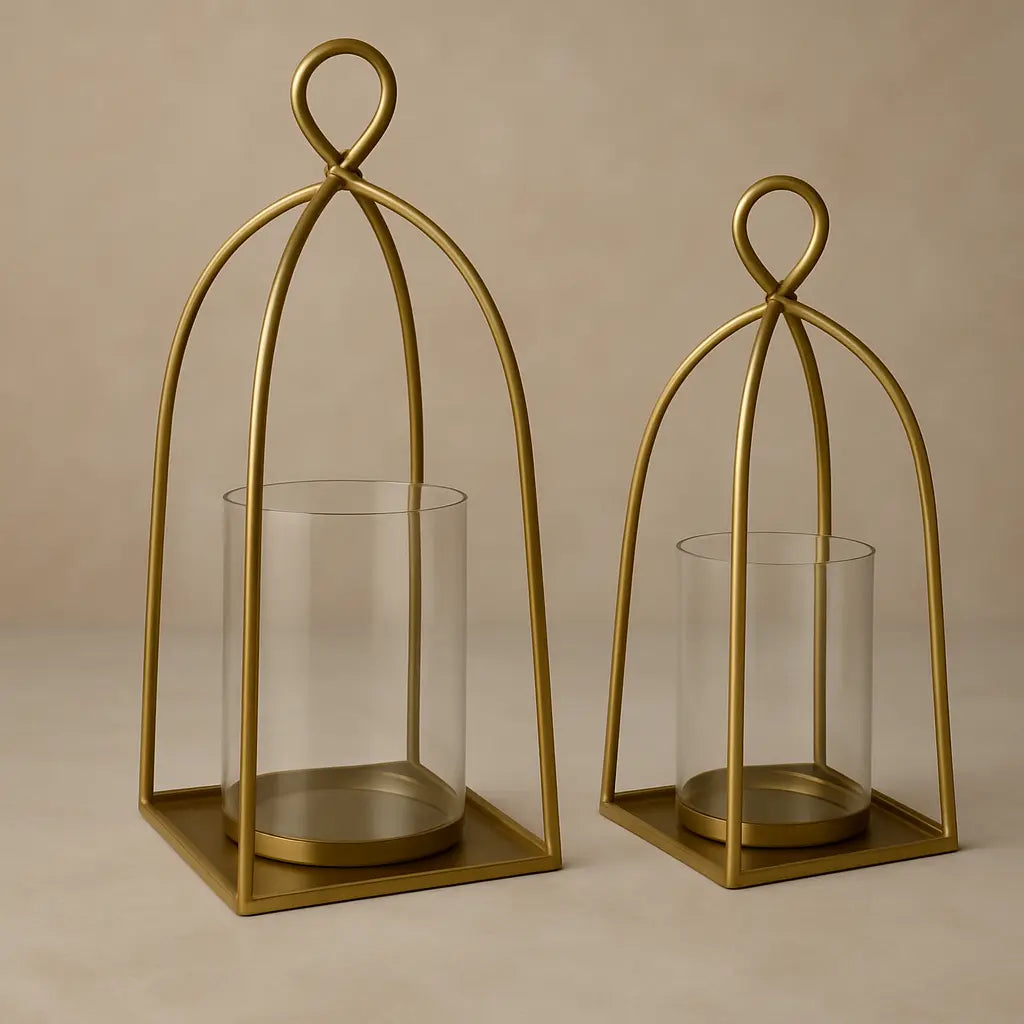 Bend Hurricane Candle Holder — Antique Brass Finish
