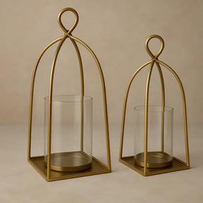 Bend Hurricane Candle Holder — Antique Brass Finish