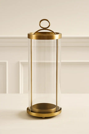 Orbit Hurricane Candle Holder — Antique Brass Finish