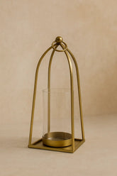 Arc Hurricane Candle Holder — Antique Brass Finish