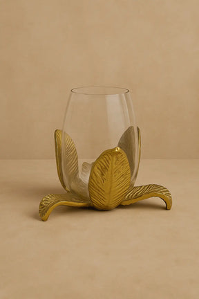 Flora Glow Votive Candle Holder — Gold Finish